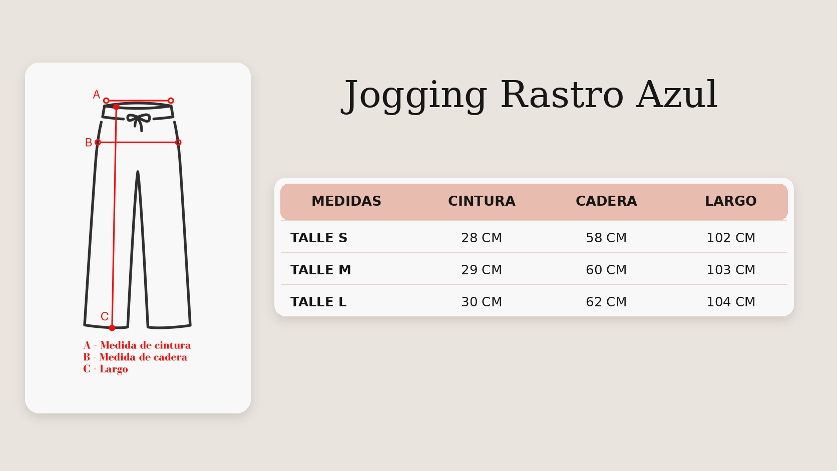 Guía de talles Jogging Rastro Azul