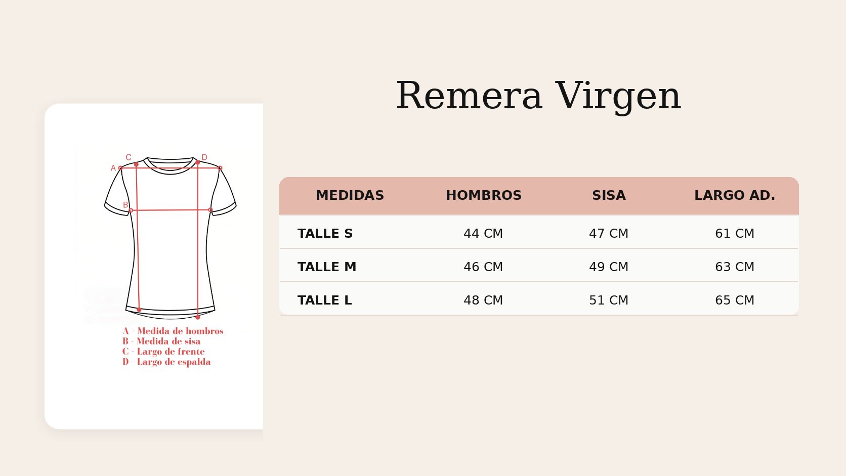 Guía de talles Remera Virgen