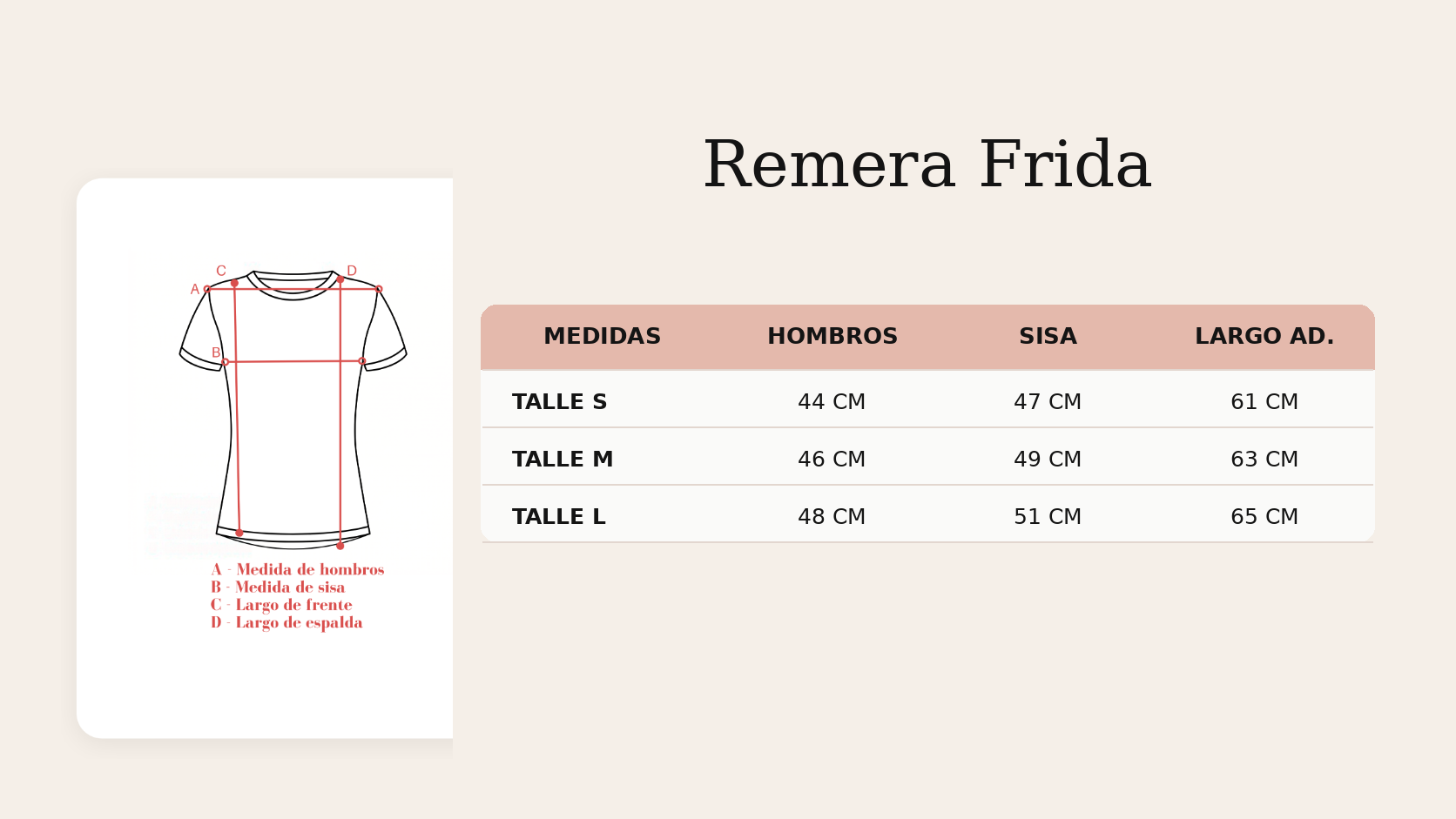 Guía de talles Remera Frida