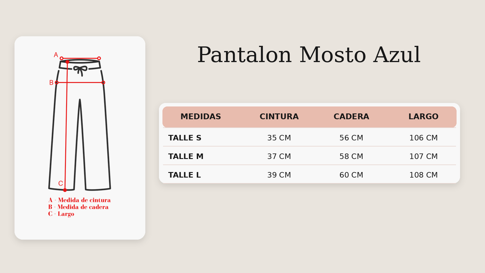 Guía de talles Pantalon Mosto Azul