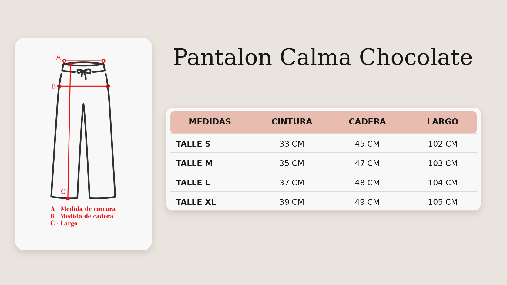 Guía de talles Pantalon Calma Chocolate