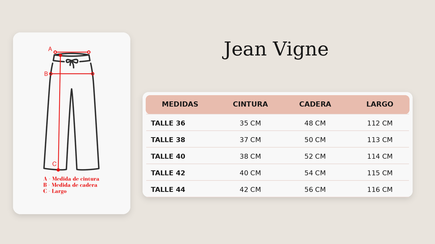 Guía de talles Jean Vigne