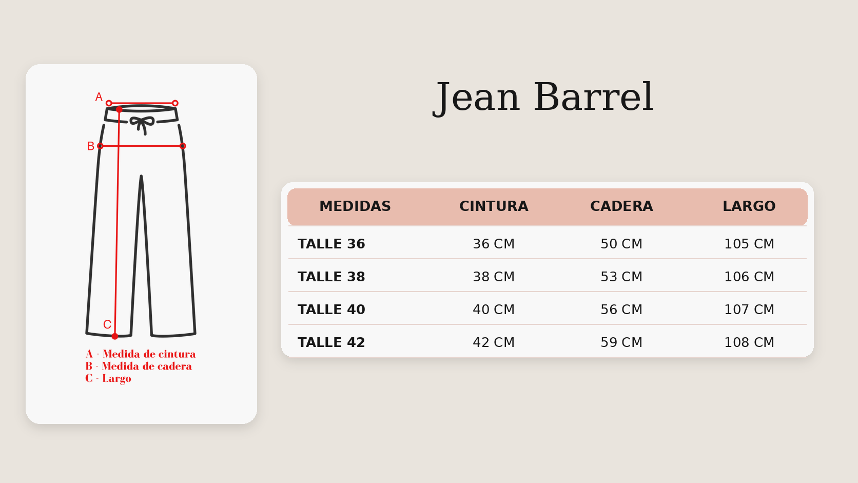 Guía de talles Jean Barrel