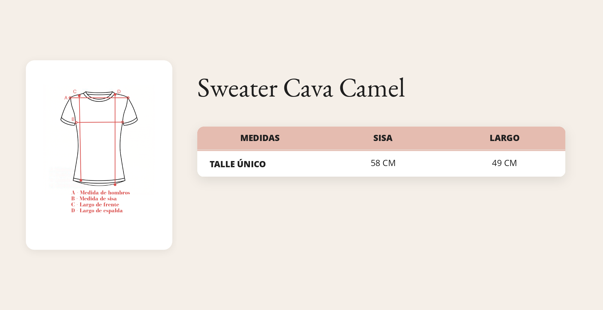 Guía de talles Sweater Cava Camel