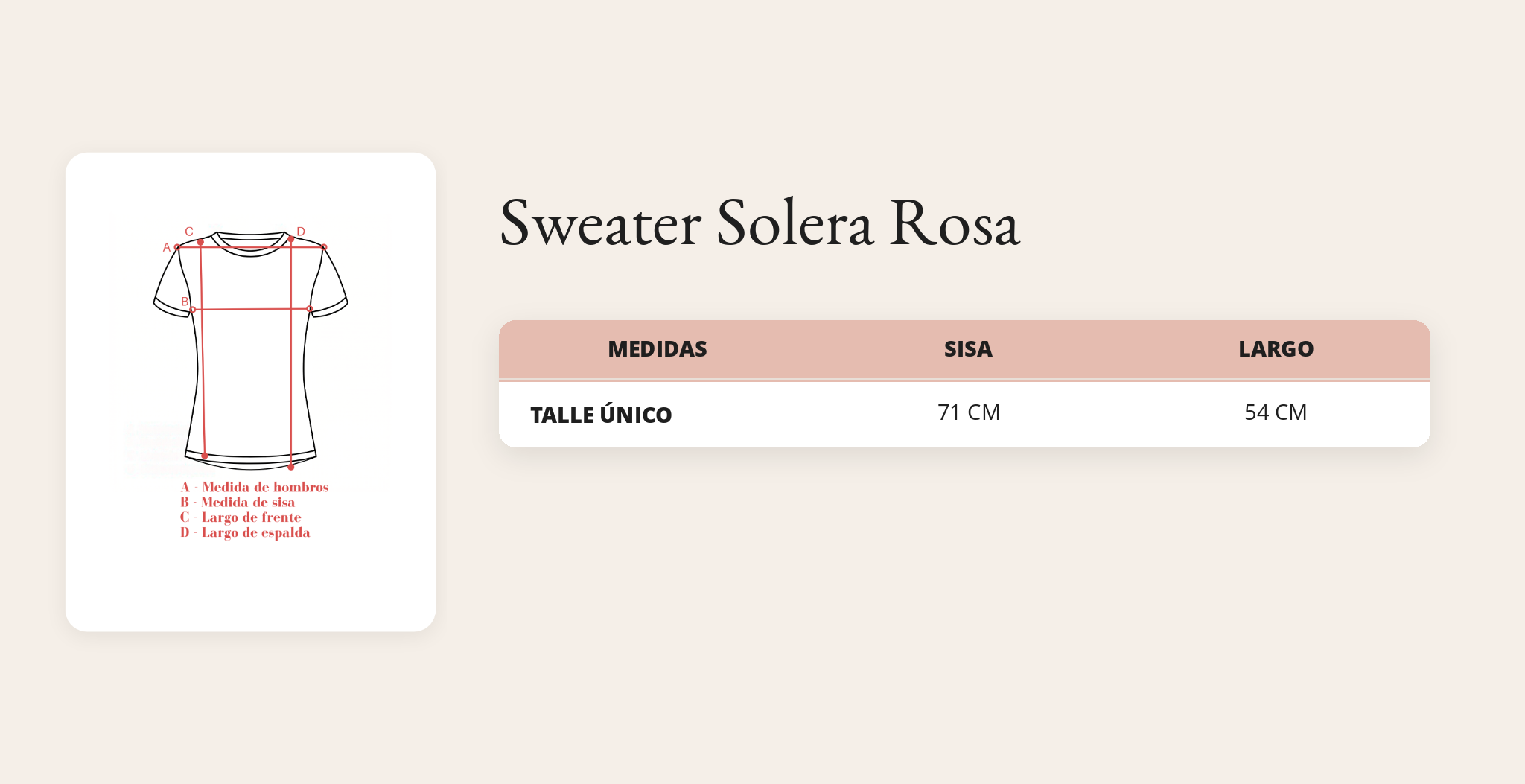 Guía de talles Sweater Solera Rosa
