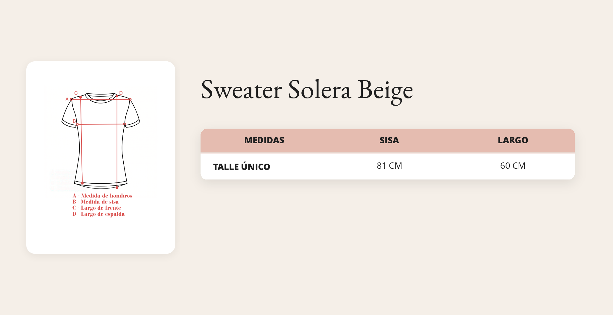 Guía de talles Sweater Solera Beige