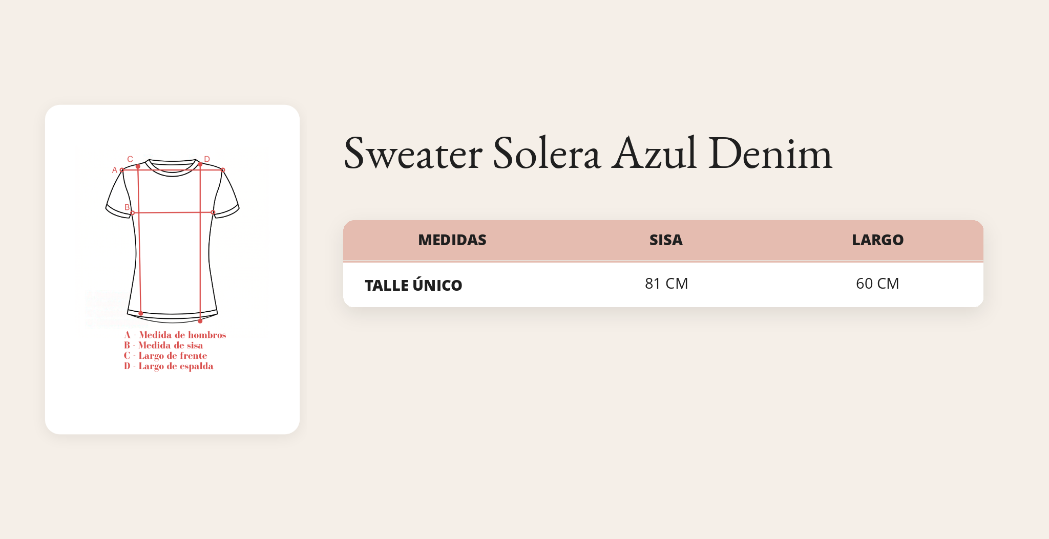 Guía de talles Sweater Solera Azul Denim