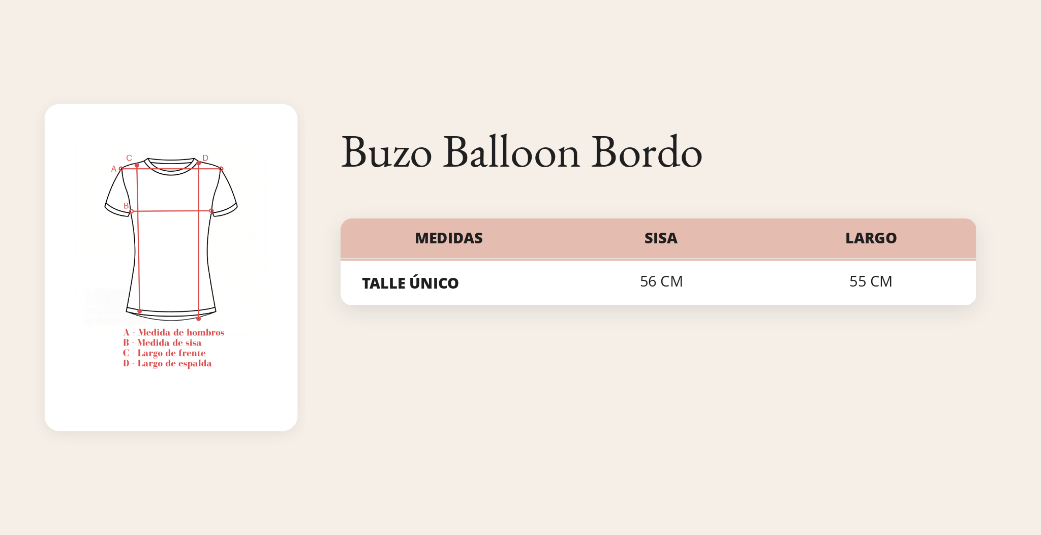 Guía de talles Buzo Balloon Bordo