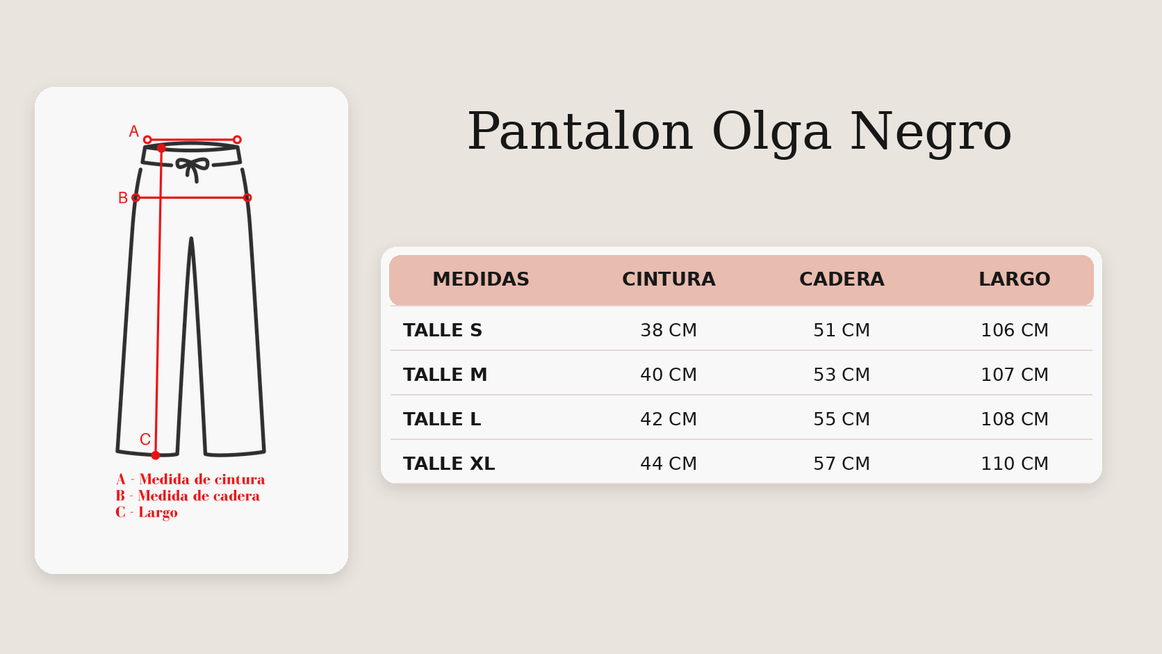 Guía de talles Pantalon Olga Negro