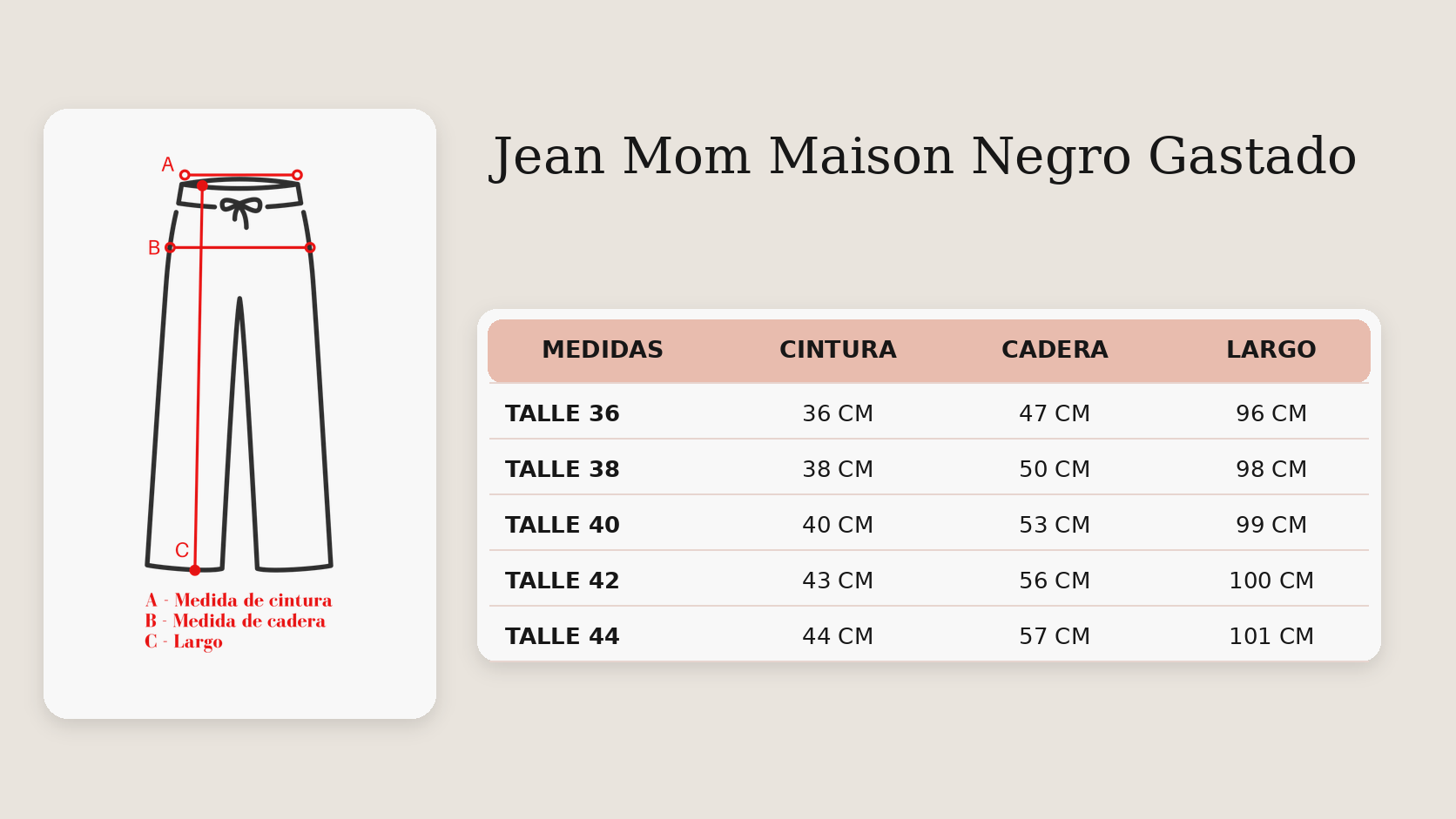 Guía de talles Jean Mom Maison Negro Gastado