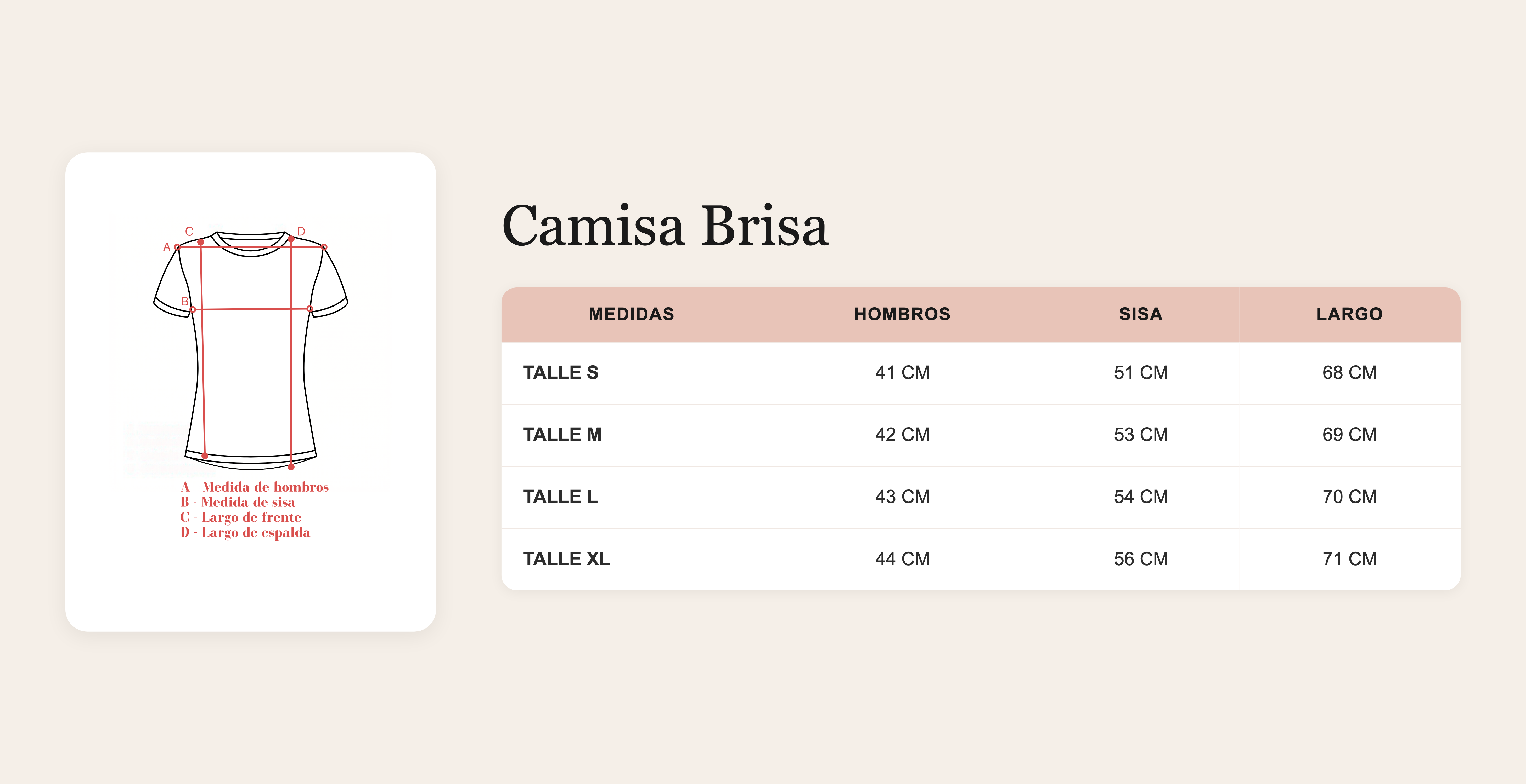 Guía de talles Camisa Brisa