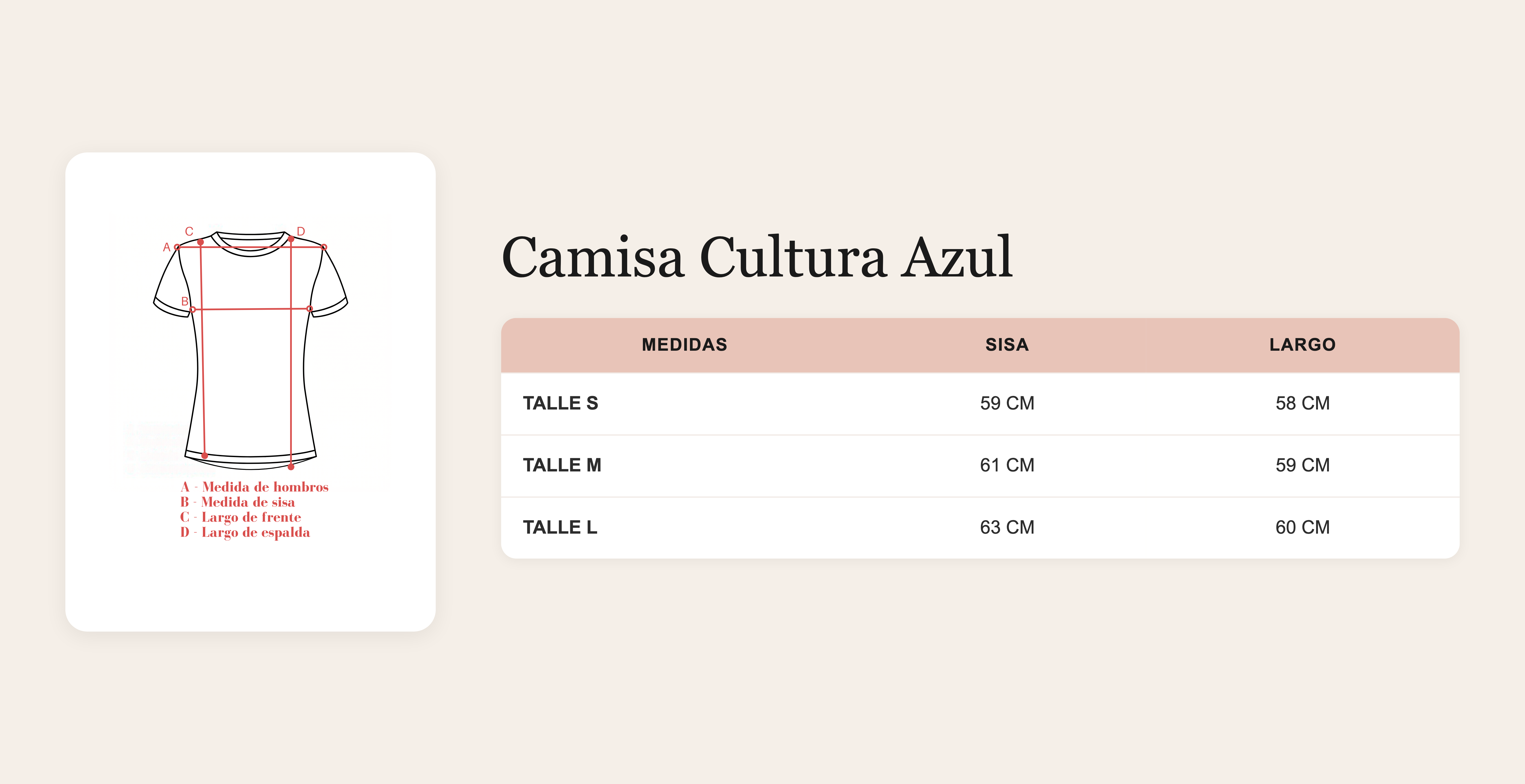 Guía de talles Camisa Cultura Azul