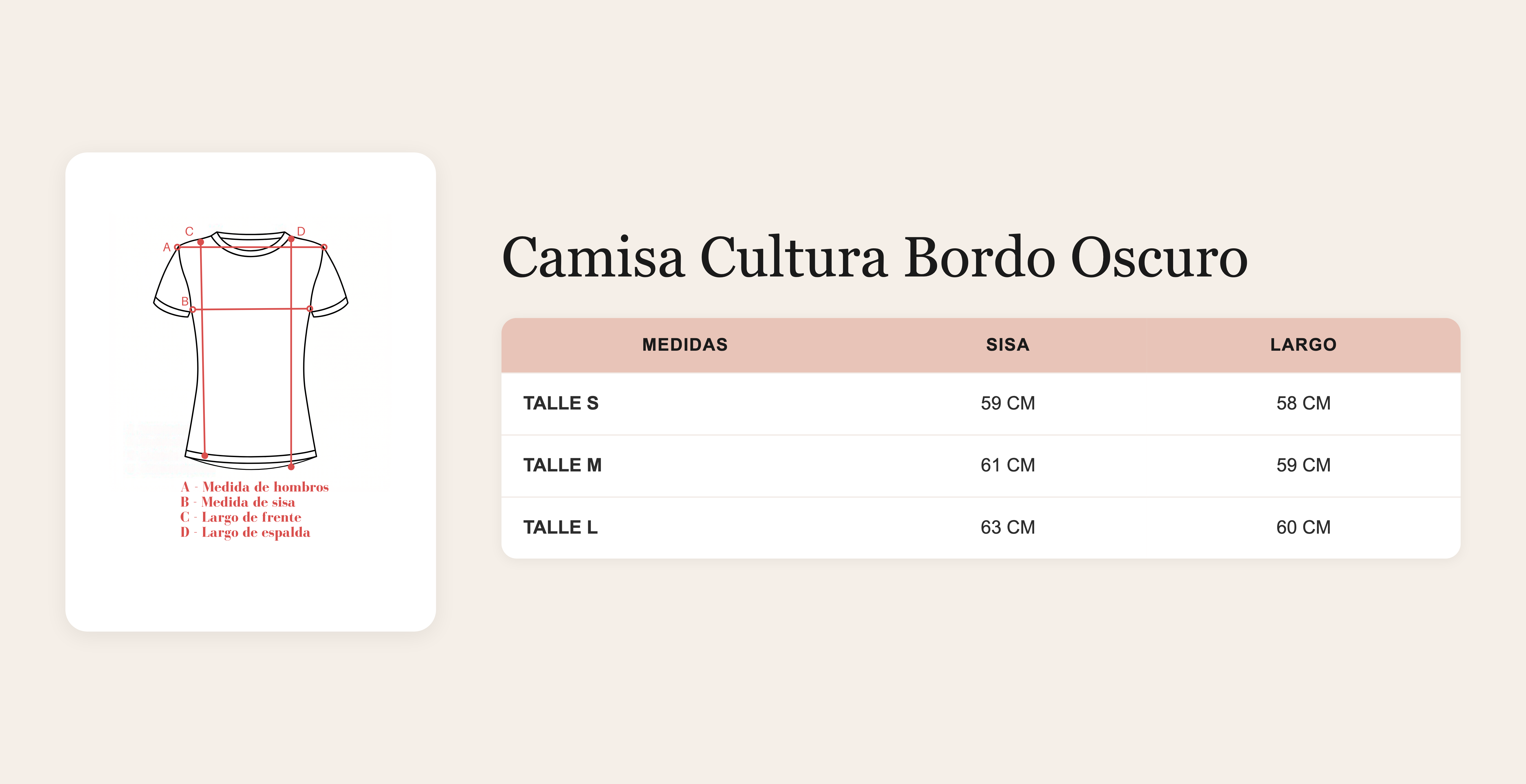 Guía de talles Camisa Cultura Bordo Oscuro