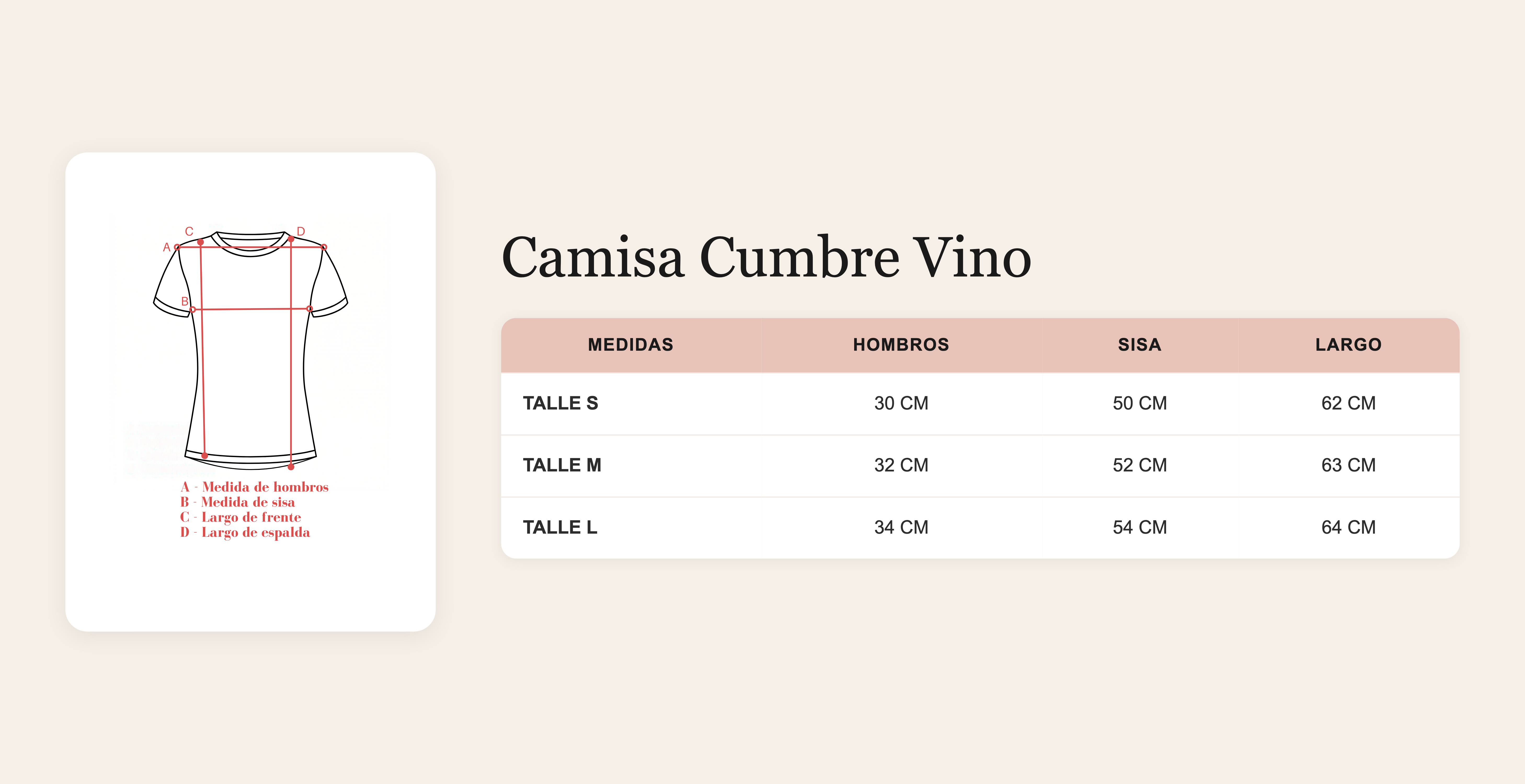 Guía de talles Camisa Cumbre Vino