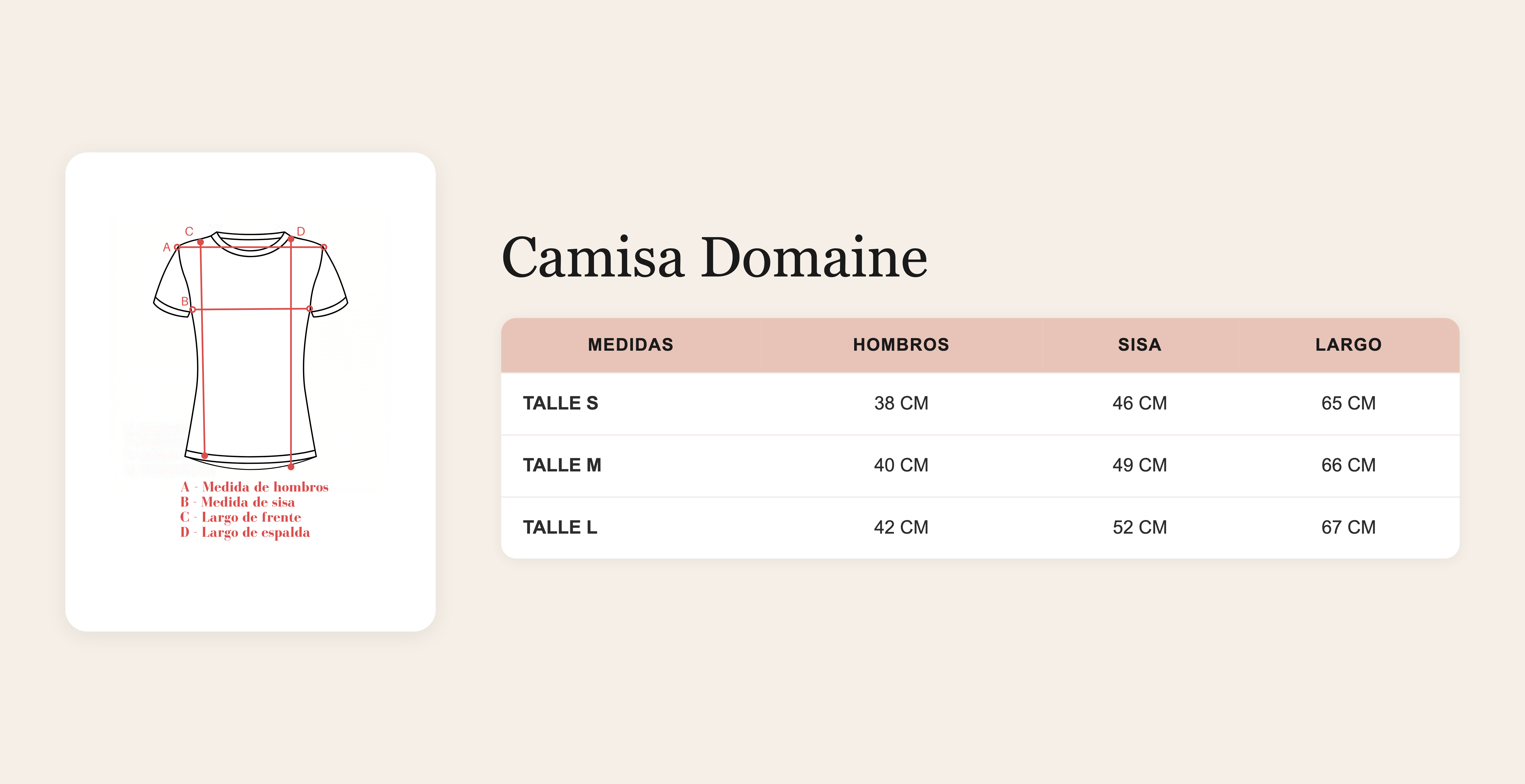 Guía de talles Camisa Domaine