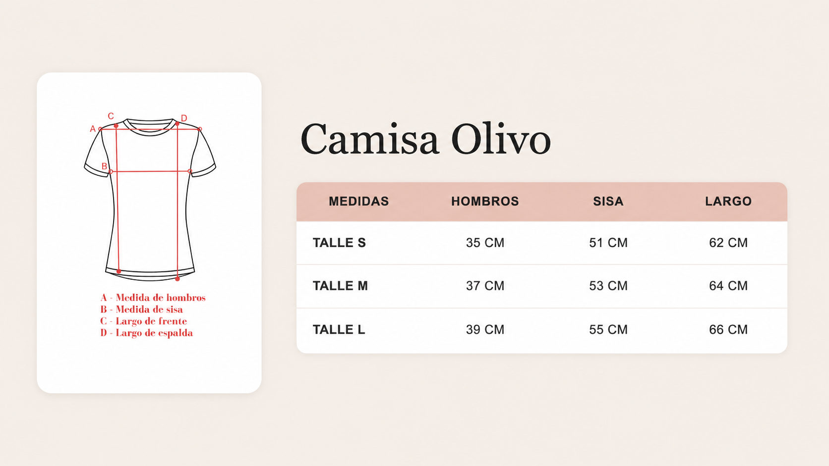 Guía de talles Camisa Olivo