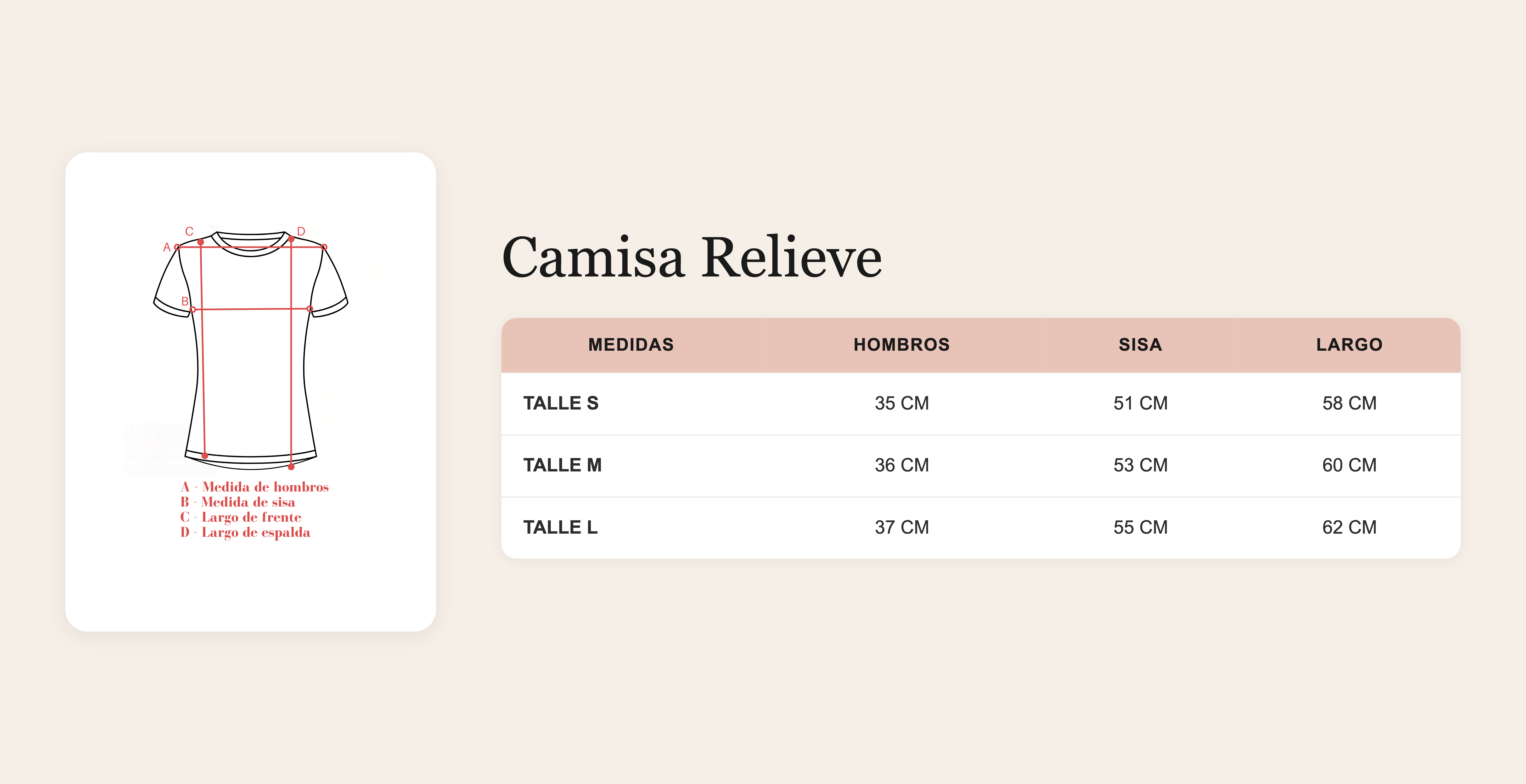 Guía de talles Camisa Relieve