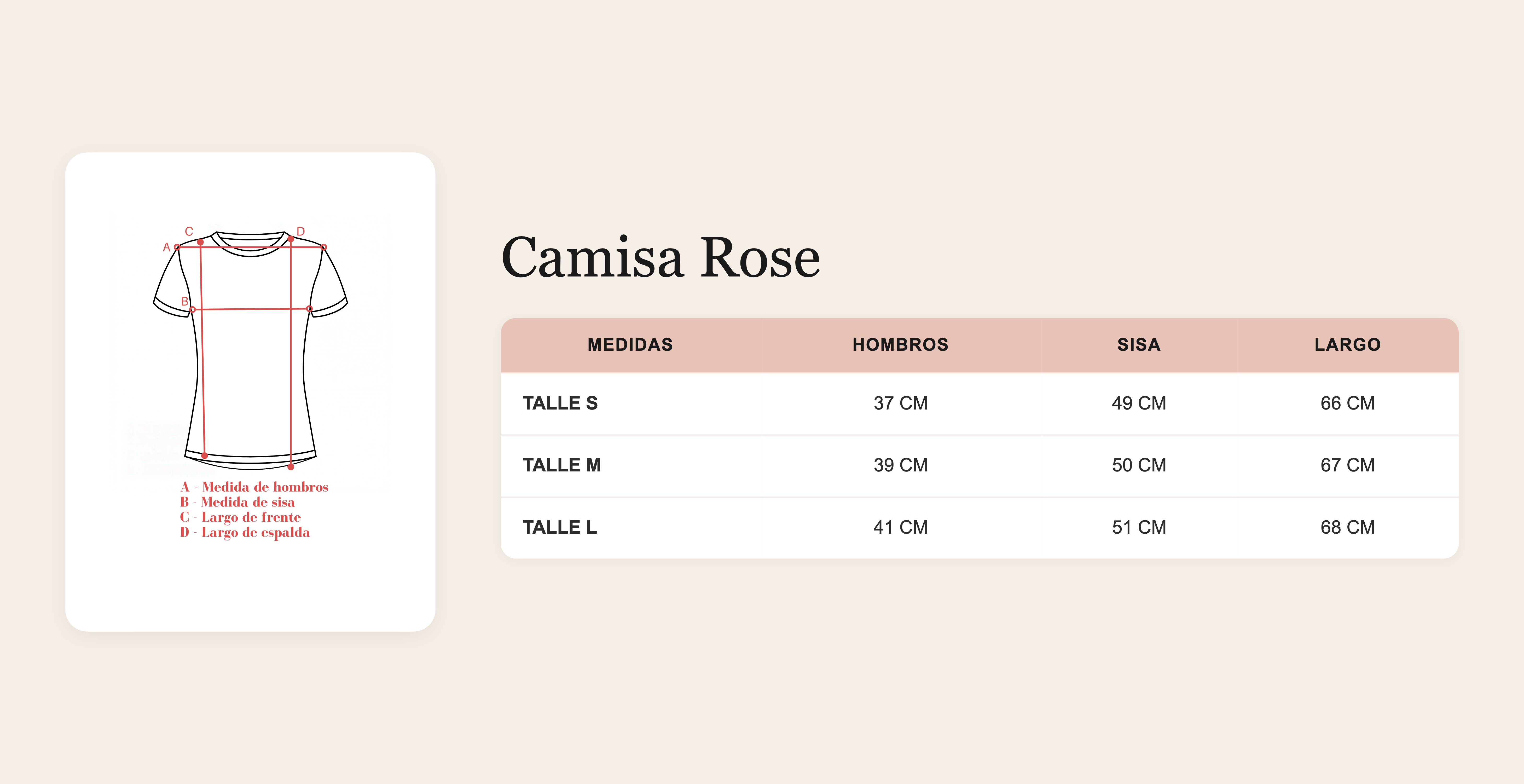 Guía de talles Camisa Rose