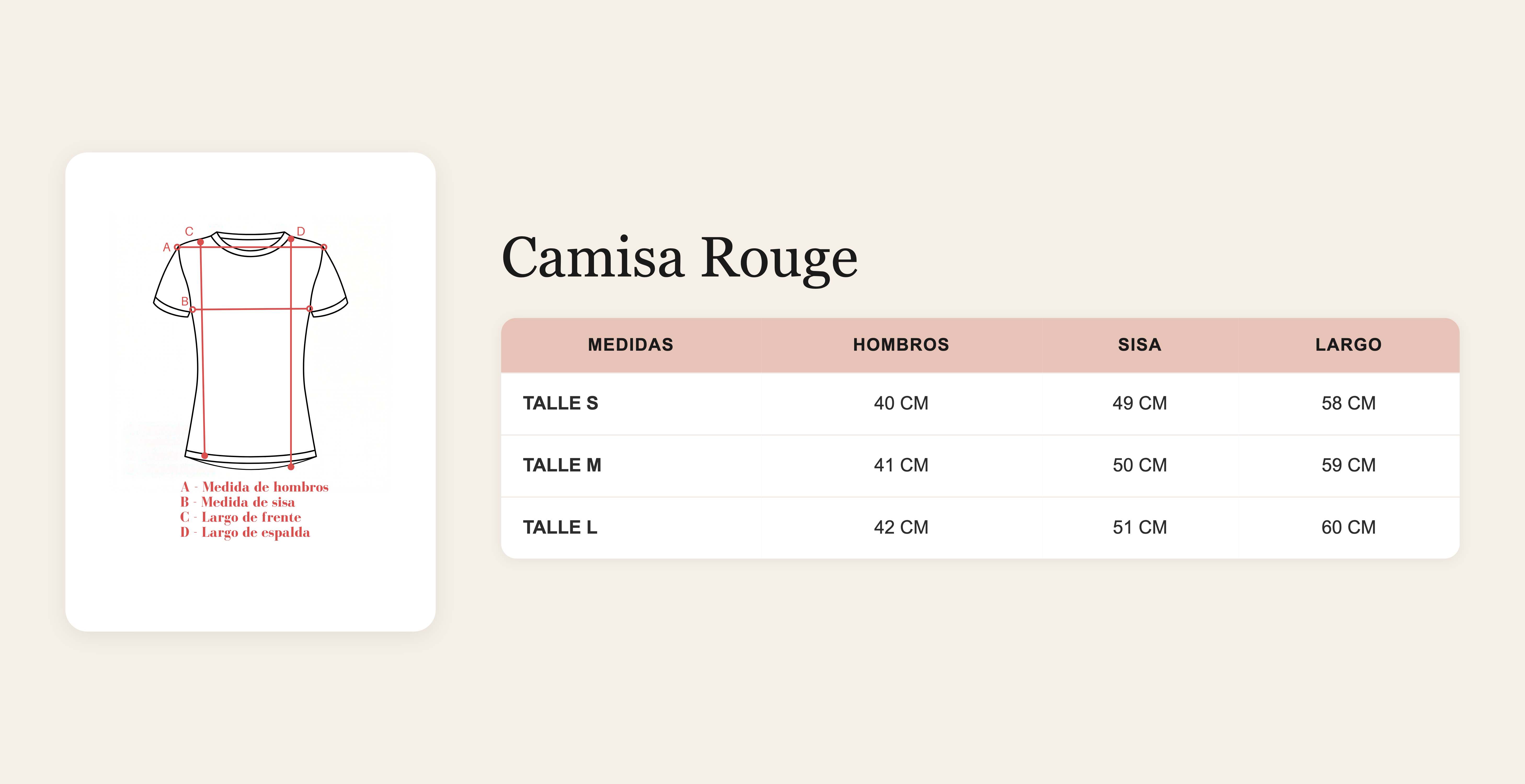Guía de talles Camisa Rouge