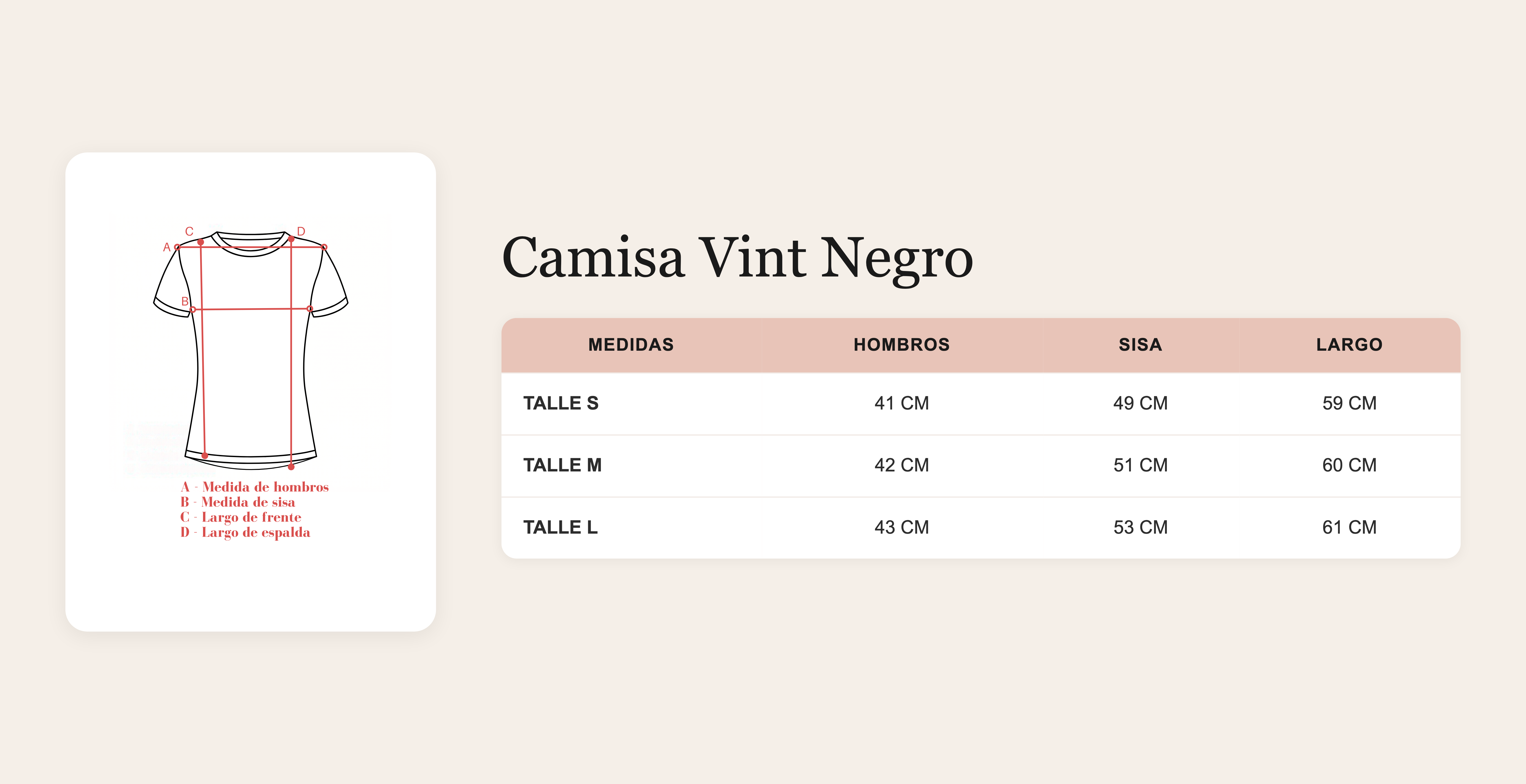 Guía de talles Camisa Vint Negro