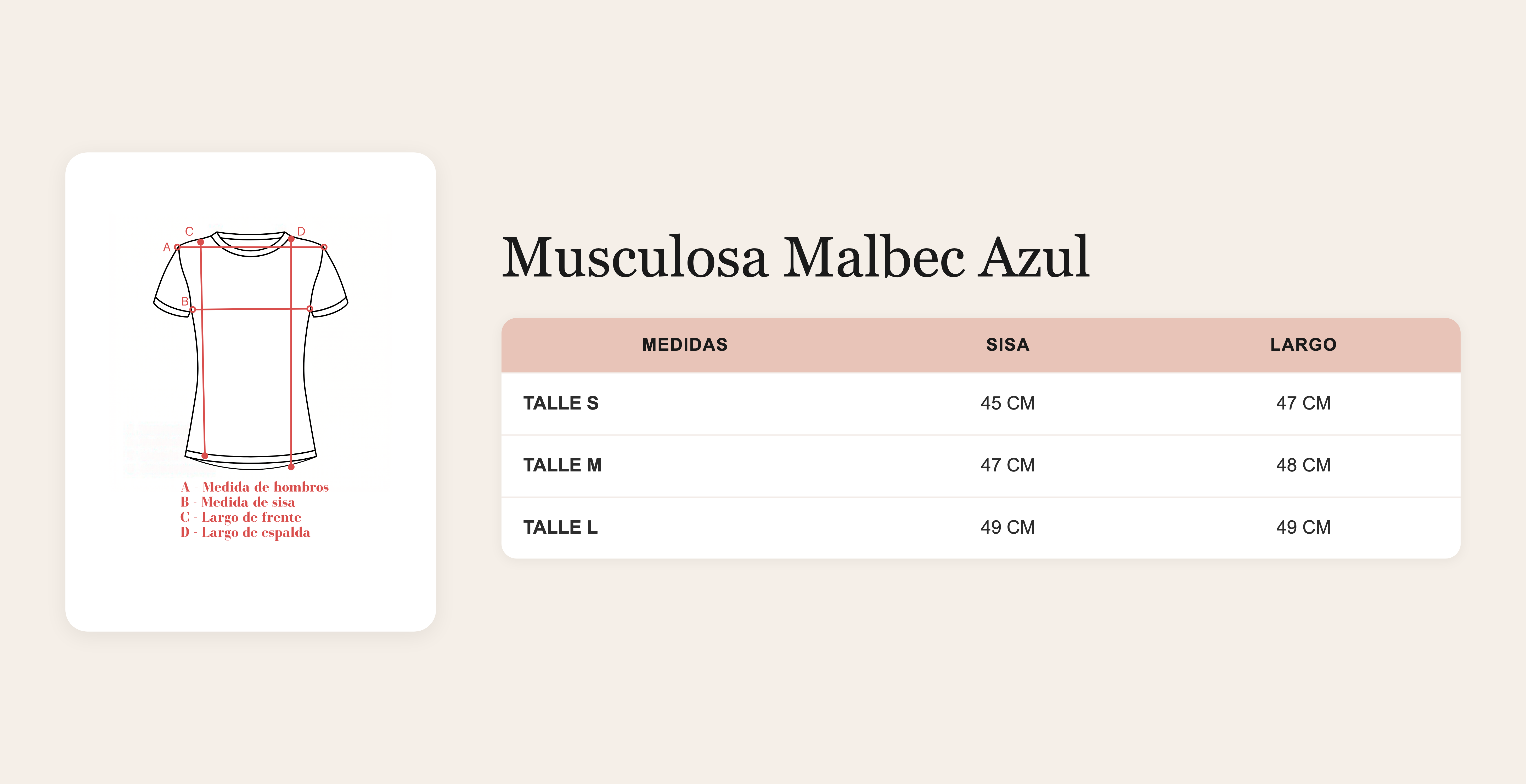 Guía de talles Musculosa Malbec Azul