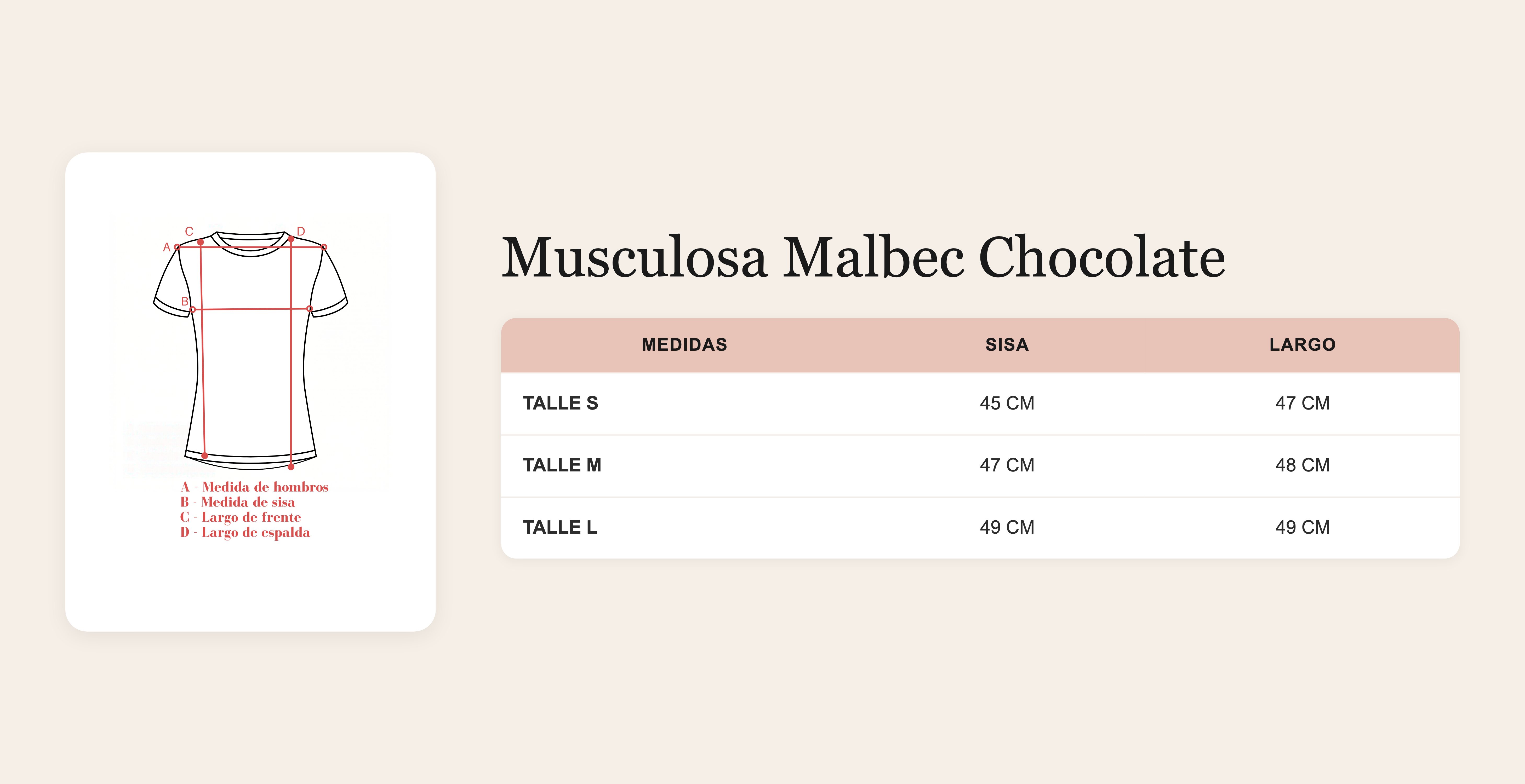 Guía de talles Musculosa Malbec Chocolate