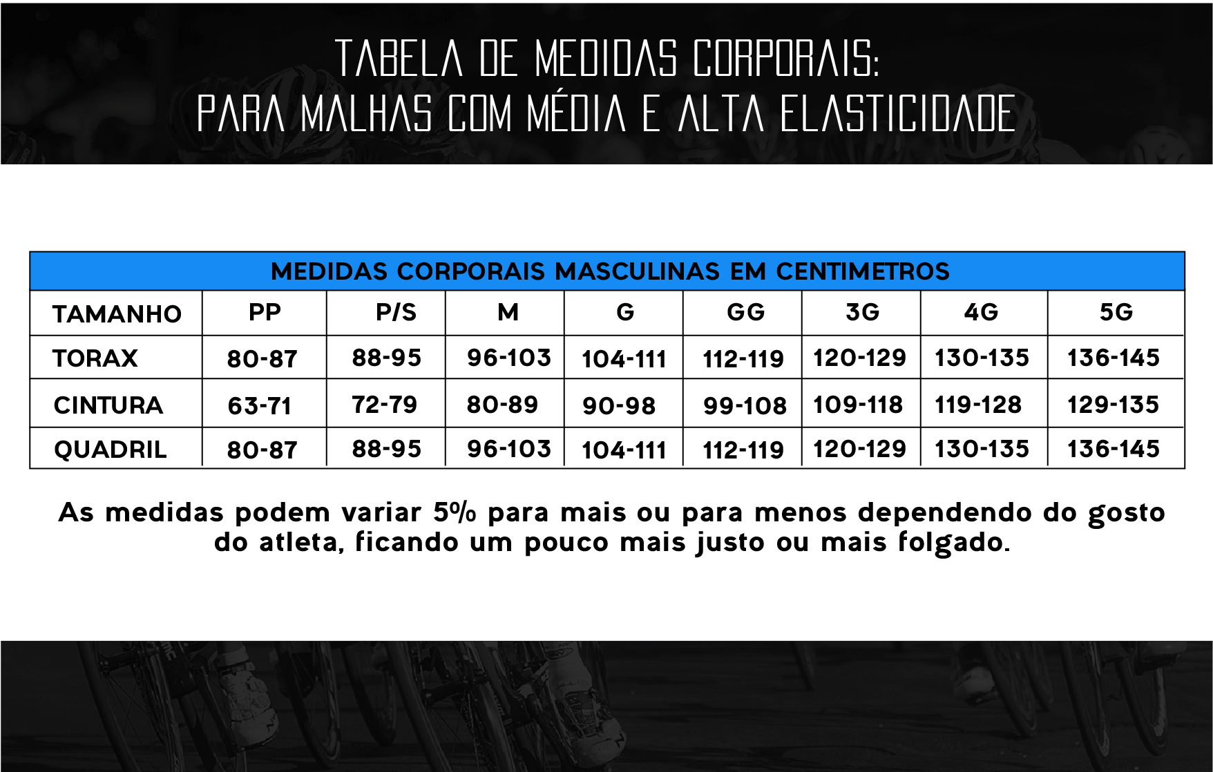 Tabela de Tamanhos Márcio May