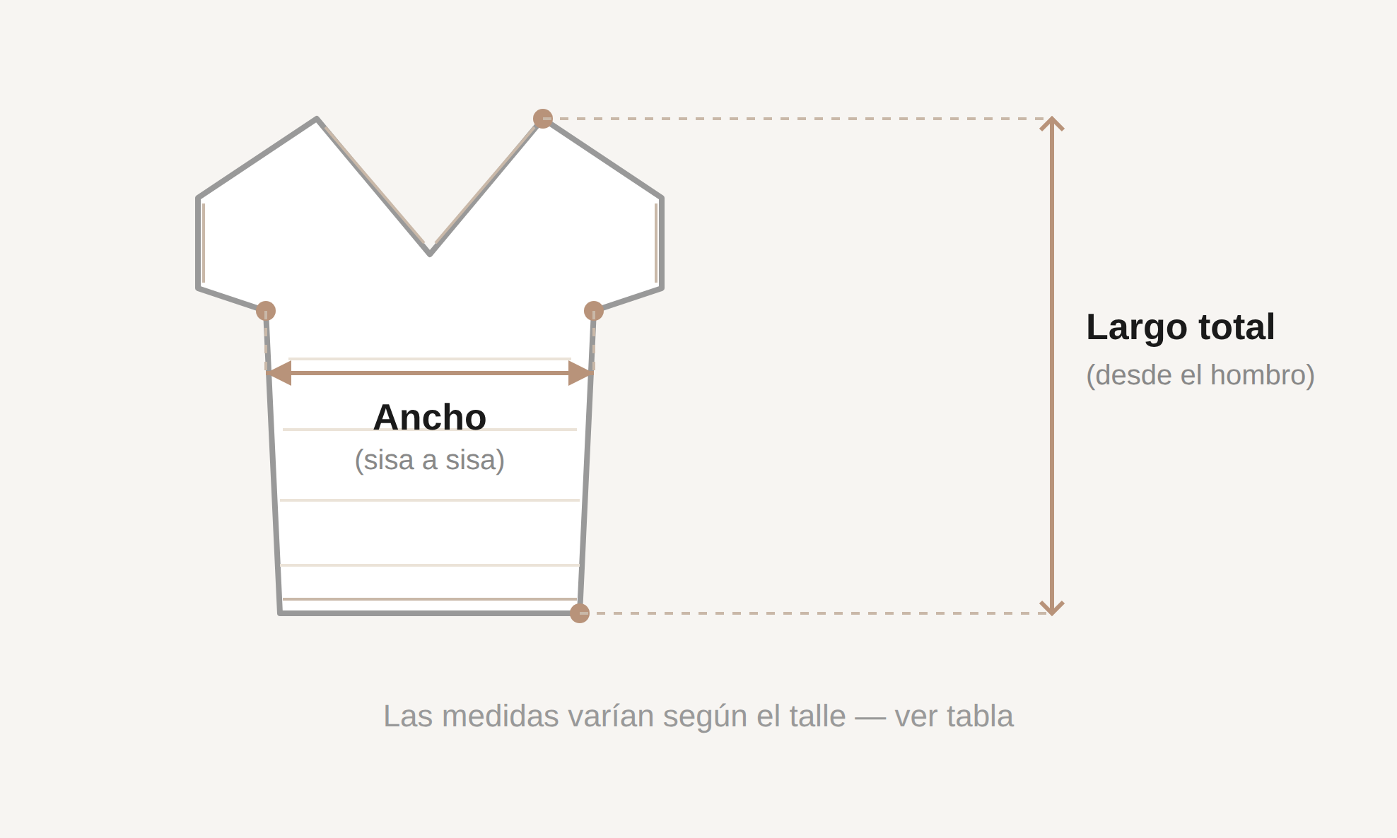 C&oacute;mo tomar las medidas de la Remera Alba