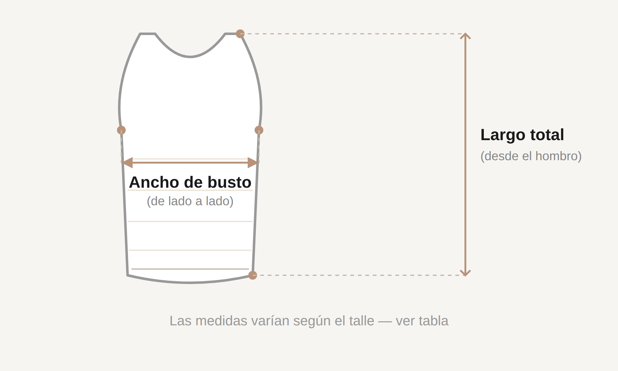 C&oacute;mo tomar las medidas de la Musculosa B&aacute;sica Lycra