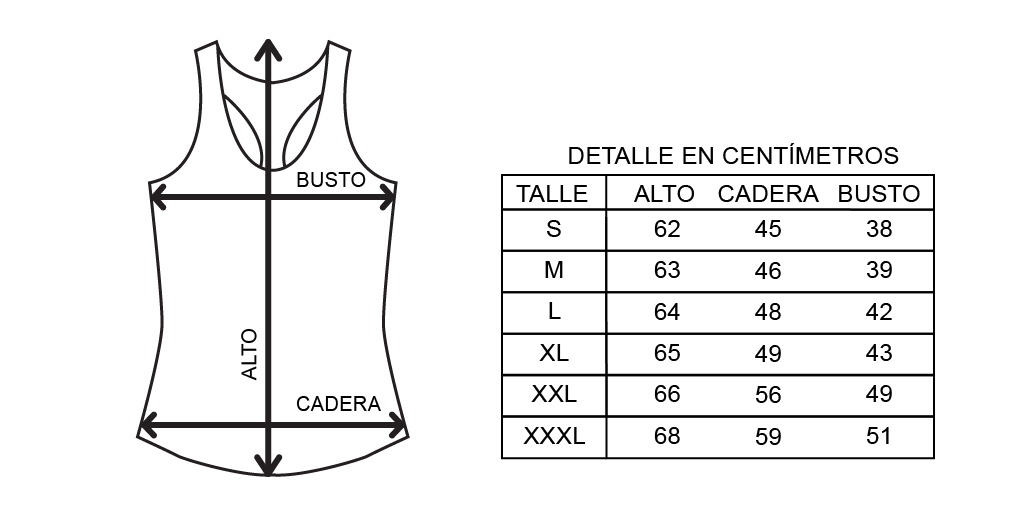 Tabla de Talles Musculosas Lasaig Ready Elastic