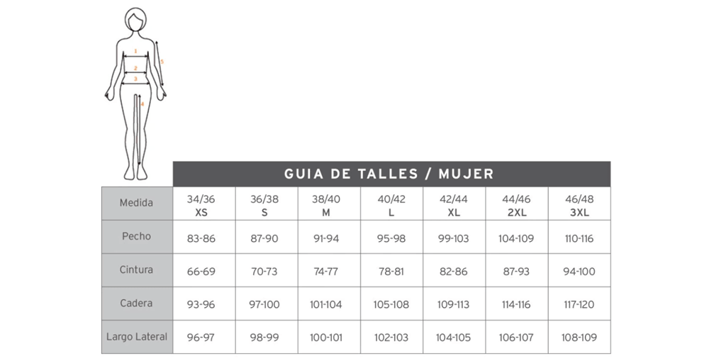 Tabla de Talles Remeras Head W Club Lara