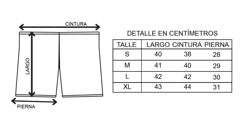 Tabla de Talles Shorts Head Club