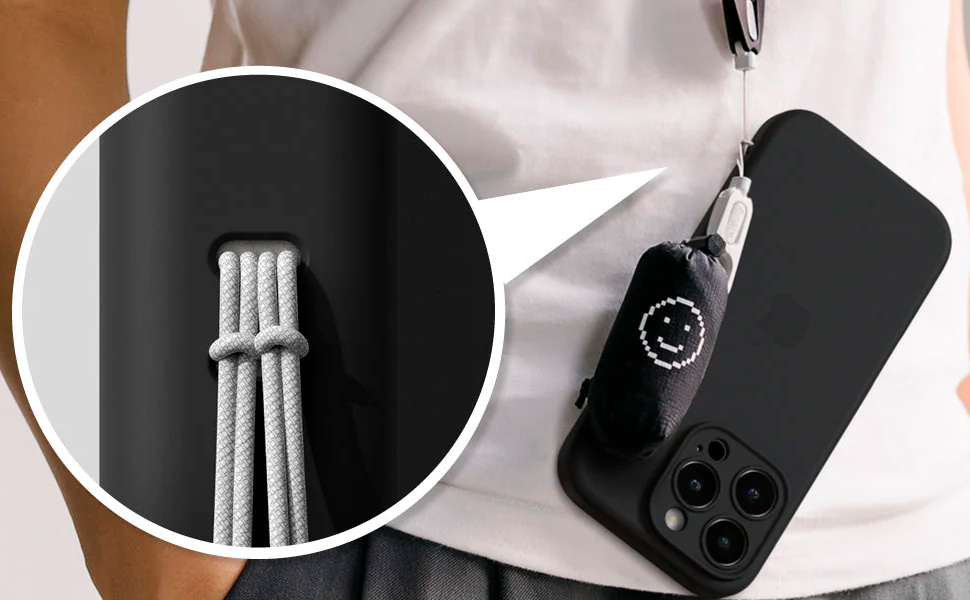 Capa GCM em uso casual, protegendo o iPhone
