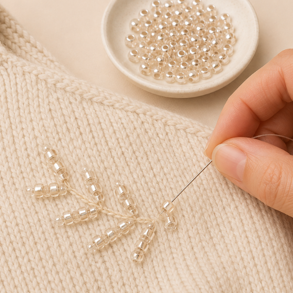 Adding beads to finished fabric