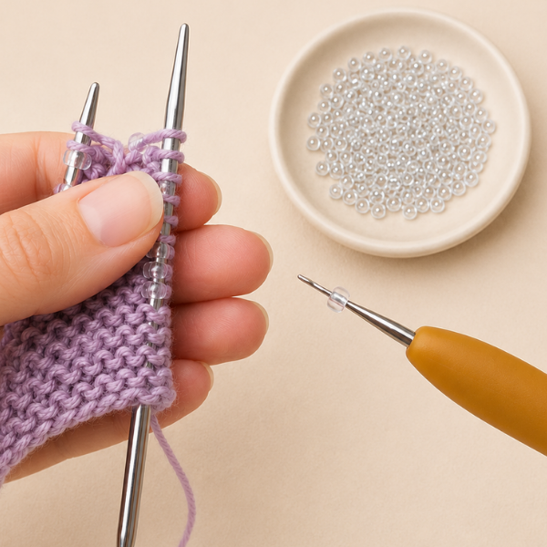 Stitch-by-stitch bead placement with a crochet hook